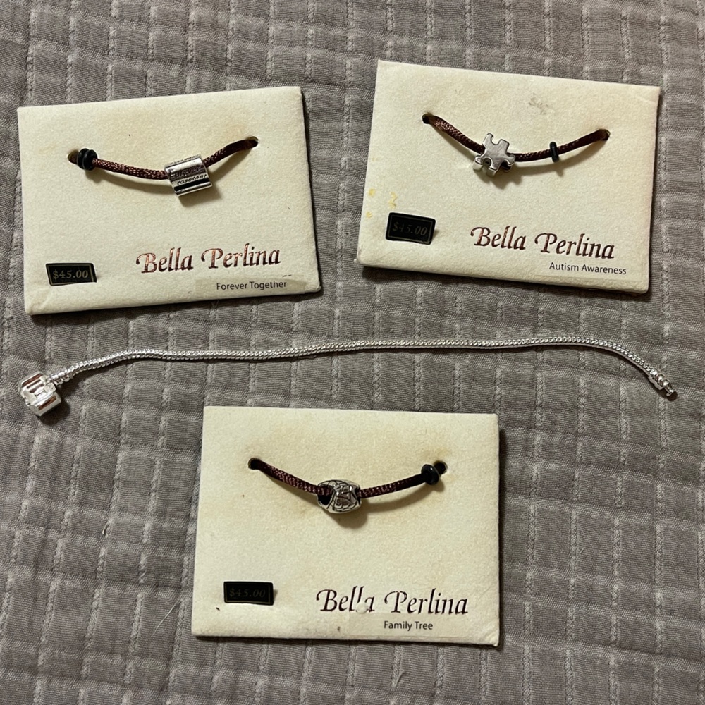 Chamilla-Style Bracelet with 3 Charms Silver in color
